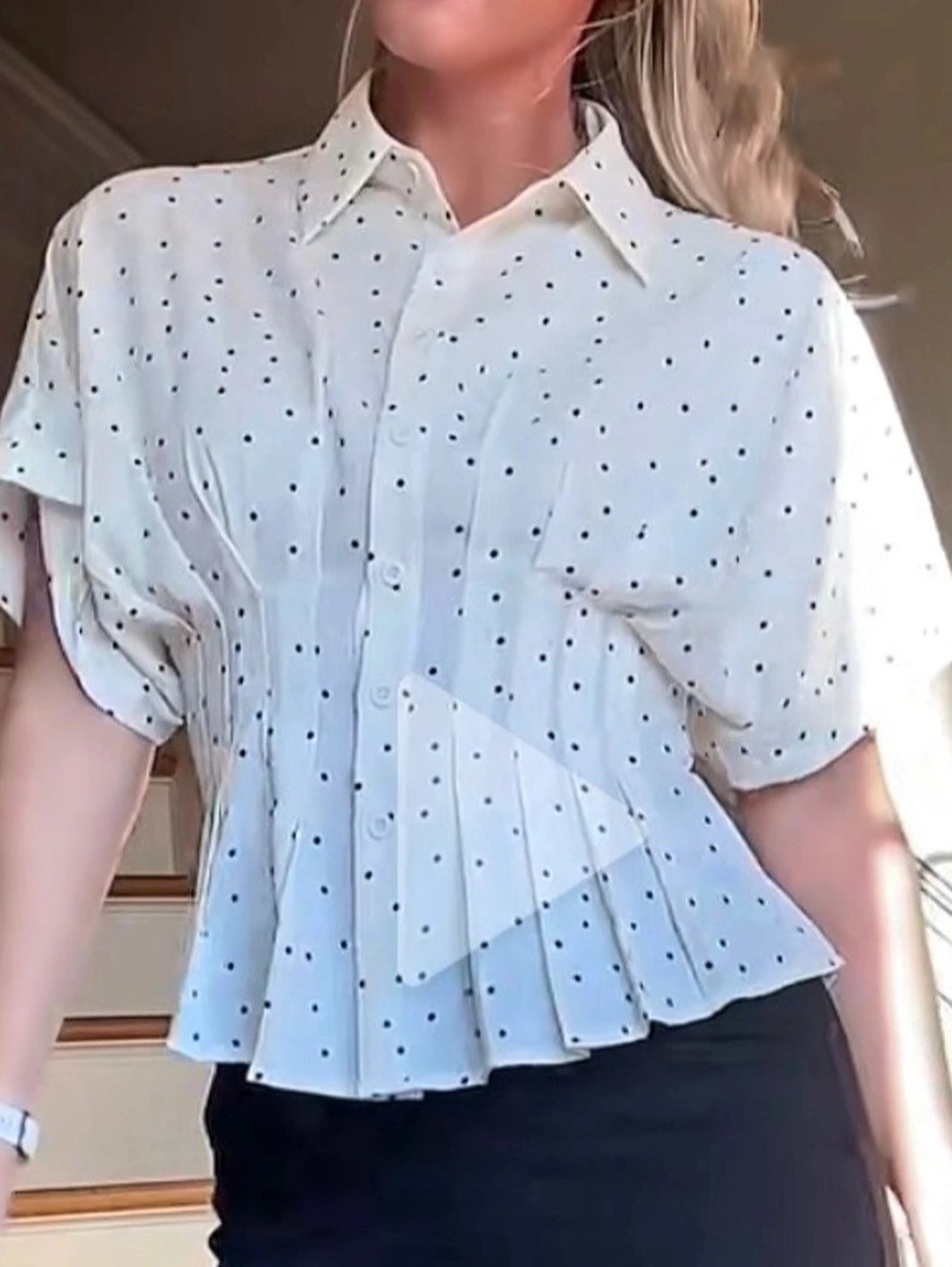 CIDER Polka Dot Peplum Blouse in White Brand new w tags